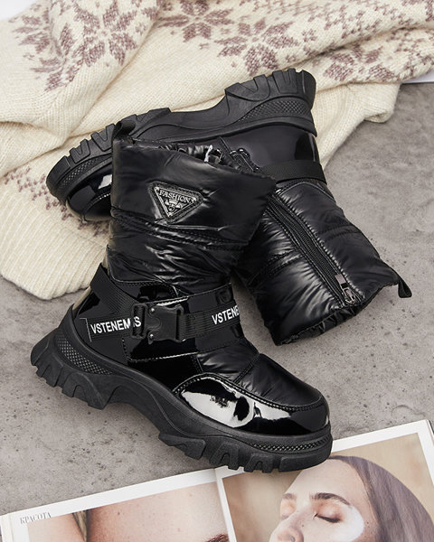 Sieviešu sniega zābaki ar plakanu zoli melnā krāsā Genovty- Footwear