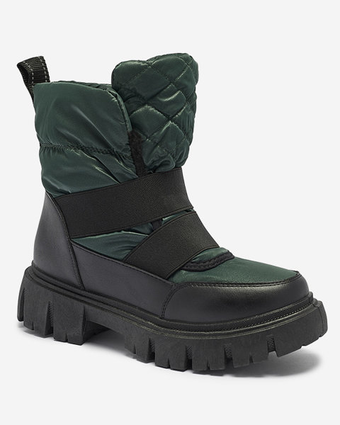 Sieviešu sniega zābaki ar plakanu zoli melnā un zaļā krāsā Ferory- Footwear