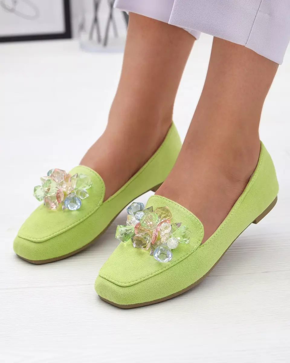 Sieviešu zaļie zamšādas mokasīni Gepossa- Footwear