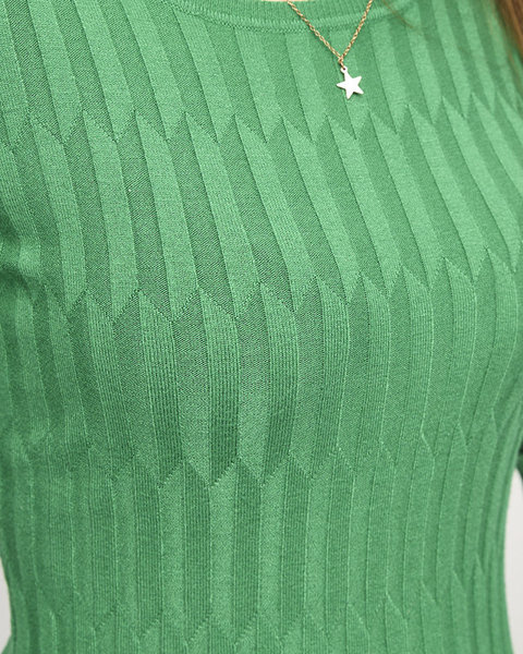 Sieviešu zaļš rievotu džemperis - Apģērbs
