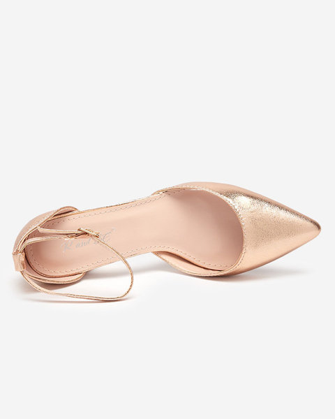 Sieviešu zemas sandales ar stiletto rozā zelta krāsā Nerola - Apavi