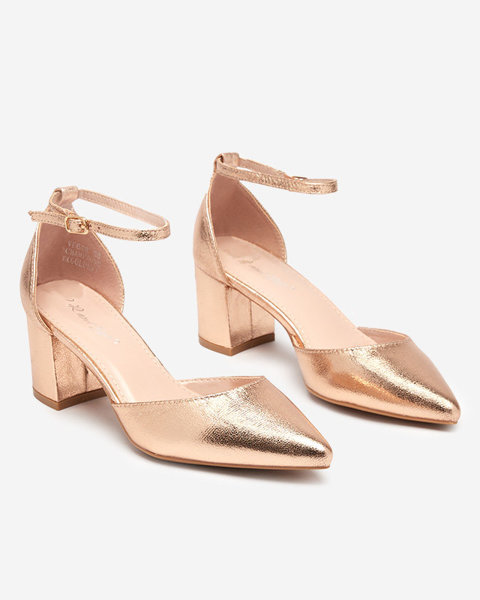 Sieviešu zemas sandales ar stiletto rozā zelta krāsā Nerola - Apavi