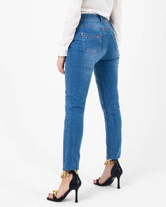 Sieviešu zili šauri džinsi ar augstu vidukli - Apģērbs