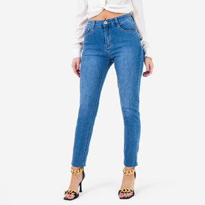 Sieviešu zili šauri džinsi ar augstu vidukli - Apģērbs