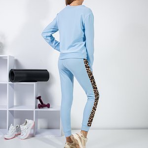 Sieviešu zils sporta komplekts ar leoparda raksta ieliktņiem - Apģērbs