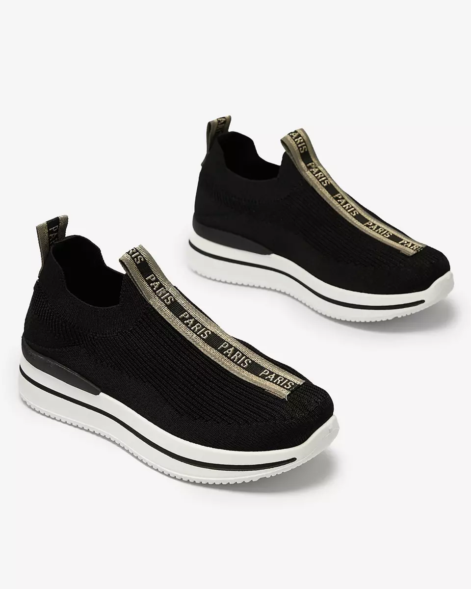 Slips-on sieviešu sporta apavi ar uzrakstu melnā krāsā Cerppa- Footwear