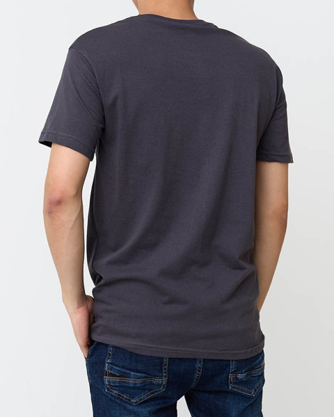 Tumši pelēks vīriešu T-krekls ar apdruku - Apģērbs