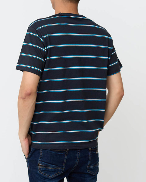 Tumši pelēks vīriešu kokvilnas svītrains T-krekls - Apģērbs