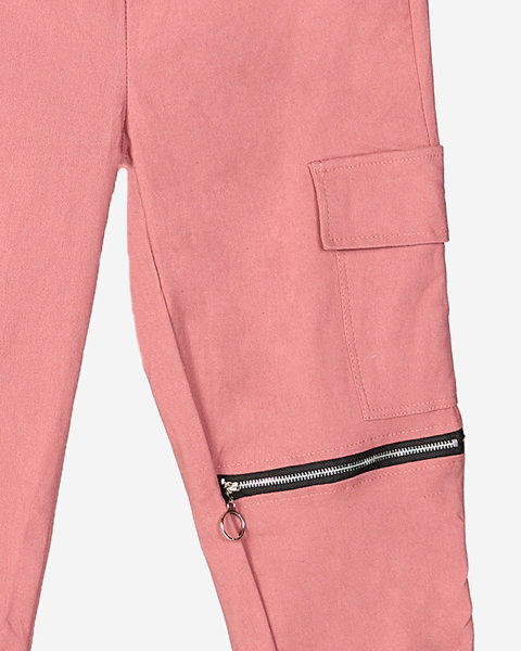 Tumši rozā sieviešu cargo bikses ar ķēdīti - Apģērbs