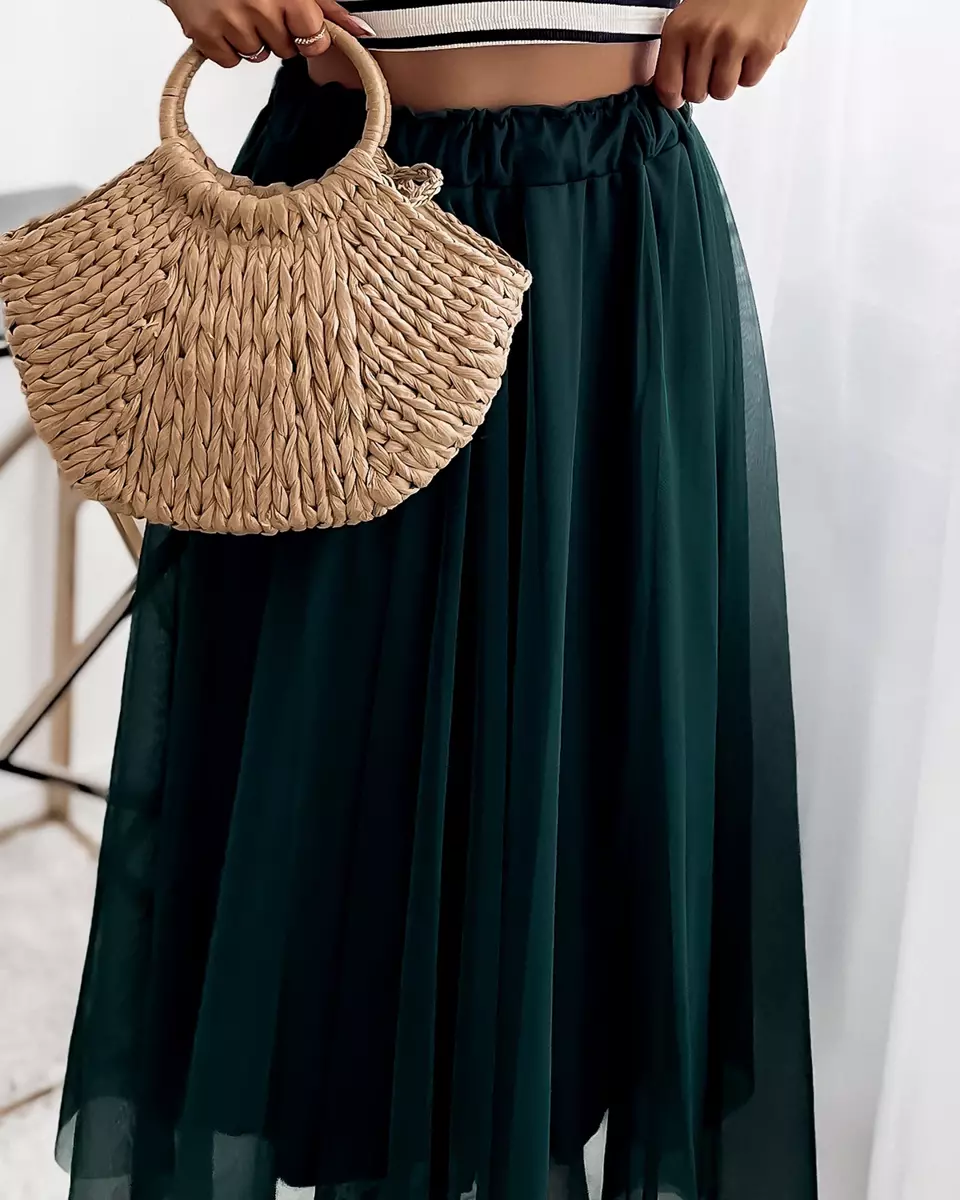 Tumši zaļš sieviešu divslāņu midi svārki - Apģērbi