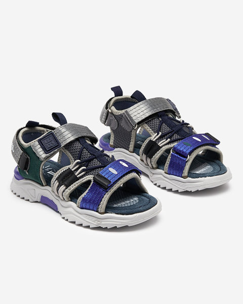 Tumši zilas un pelēkas bērnu sandales ar Velcro Meteris - Apavi