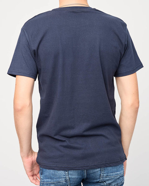 Tumši zils vīriešu t-krekls ar apdruku - Apģērbs