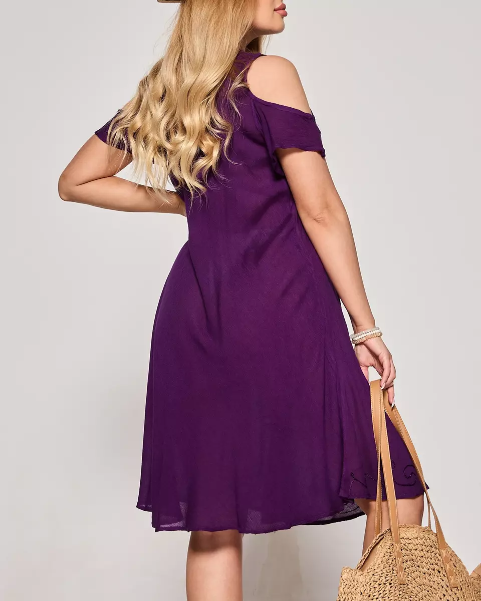 Violeta sieviešu pludmales svārku kleita ar izšuvumiem - Apģērbs