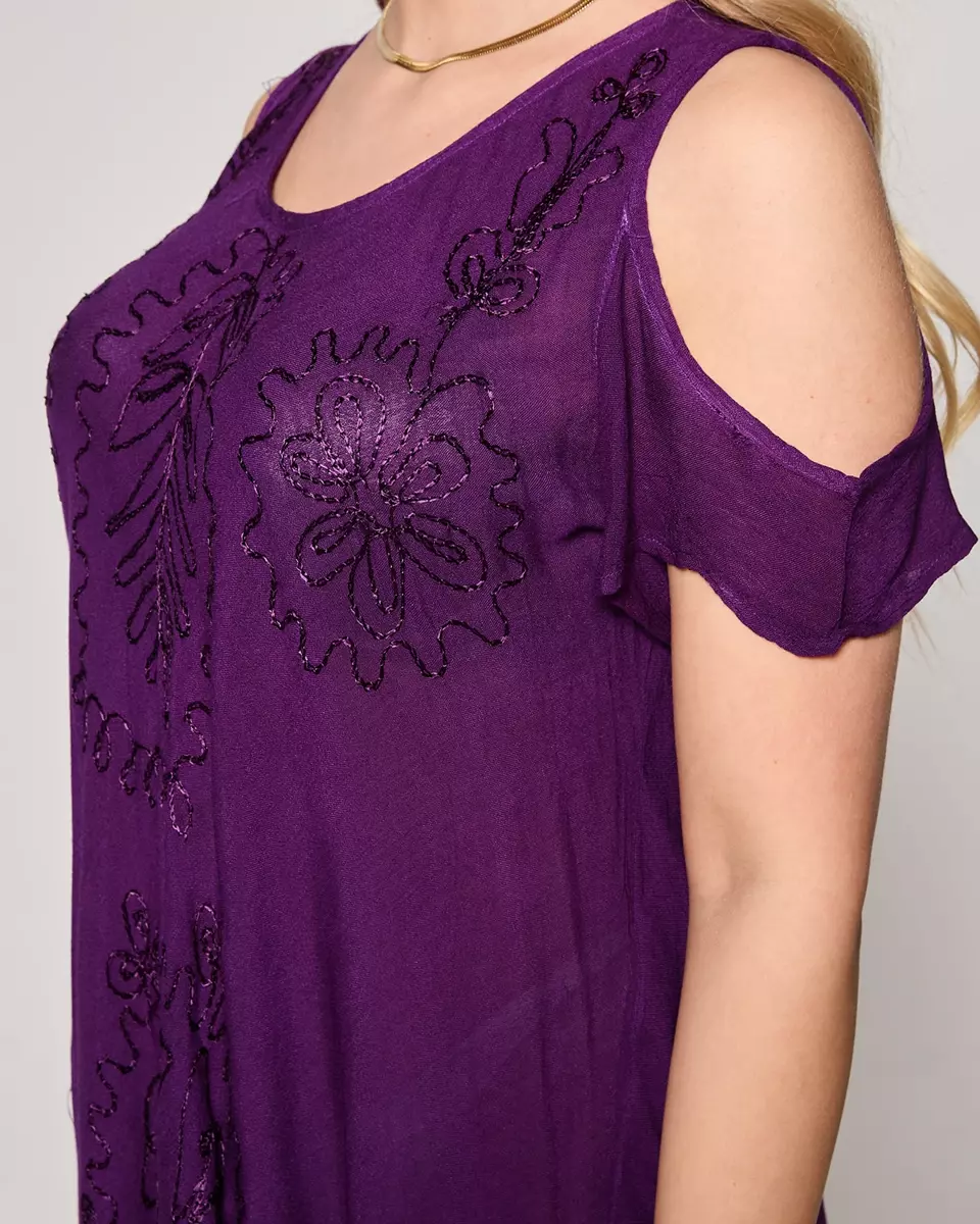 Violeta sieviešu pludmales svārku kleita ar izšuvumiem - Apģērbs