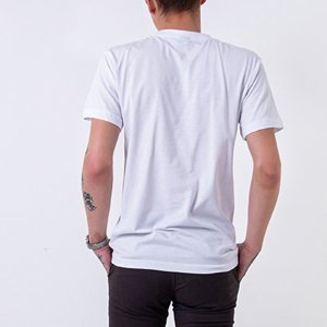Vīriešu balts kokvilnas t-krekls ar apdruku - Apģērbs