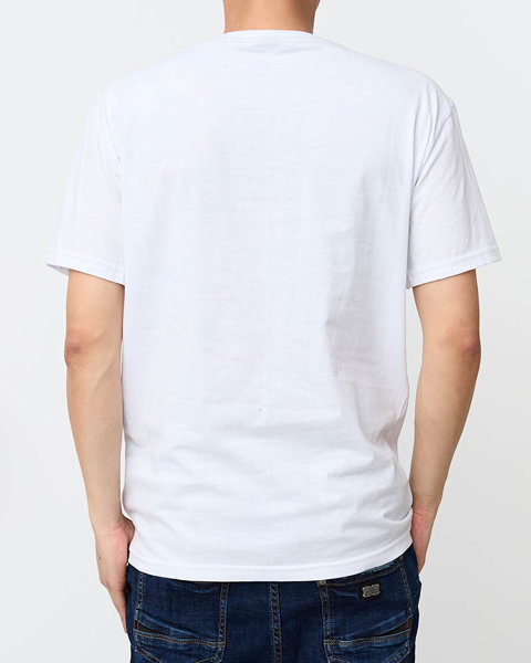 Vīriešu balts kokvilnas t-krekls ar krāsainu apdruku - Apģērbs
