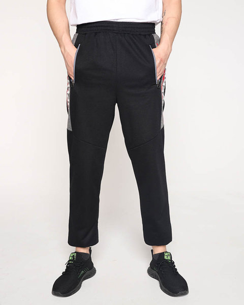 Vīriešu melnas sporta bikses ar uzrakstiem - Apģērbs