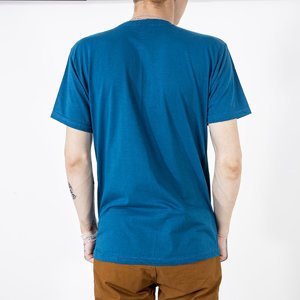 Vīriešu tumši zils kokvilnas t-krekls ar apdruku - Apģērbs