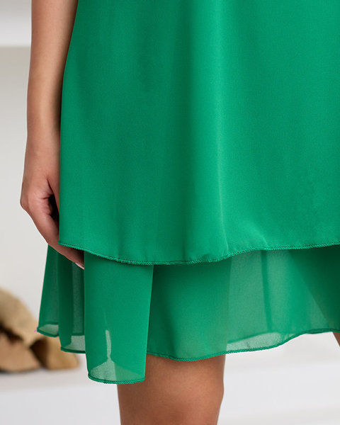 Zaļa sieviešu mini kleita ar uzmavu - Apģērbs