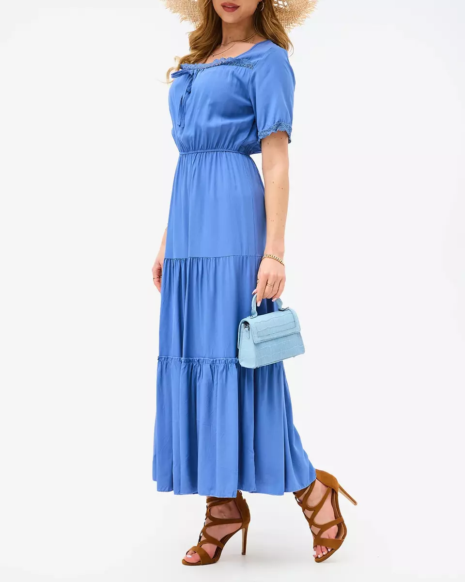 Zila gara sieviešu kleita ar īsām piedurknēm - Apģērbs