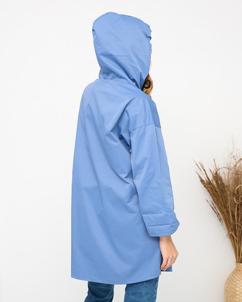 Zila sieviešu mēteļa jaka ar kapuci- Apģērbs