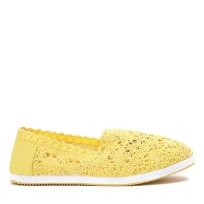 Żółte slip on koronkowe Morona - Obuwie