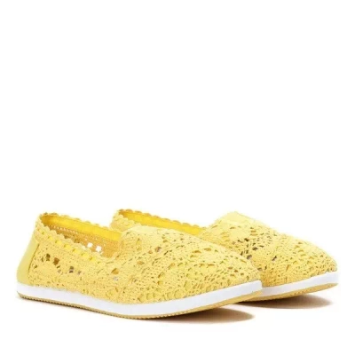 Żółte slip on koronkowe Morona - Obuwie