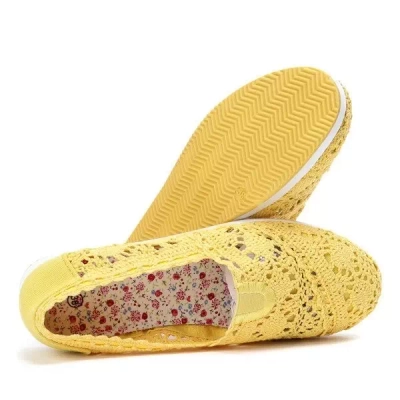 Żółte slip on koronkowe Morona - Obuwie