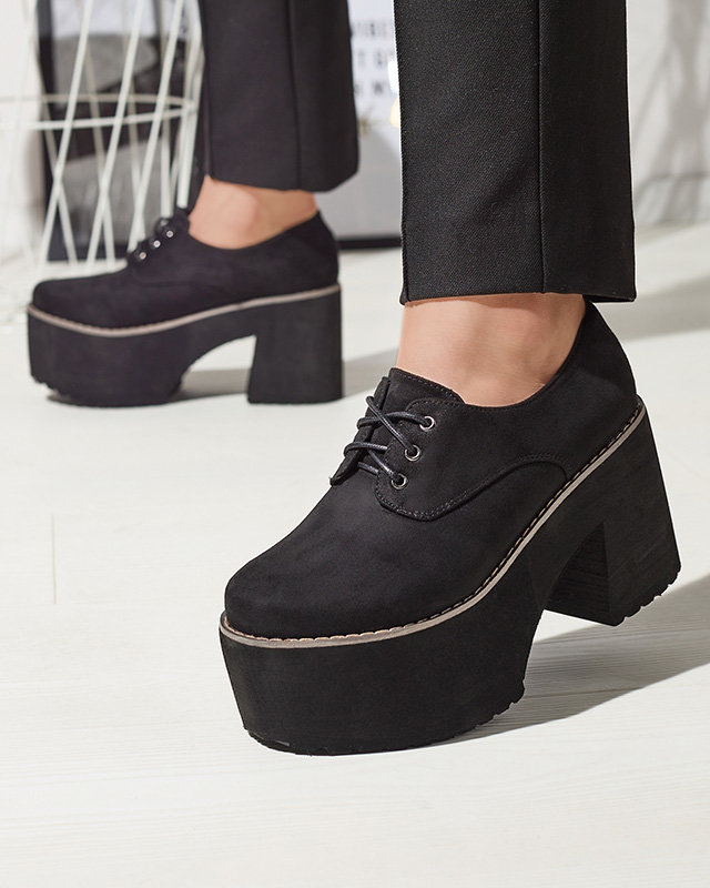 Черные женские полуботинки на шнуровке на сплошной подошве Lobera - Обувь