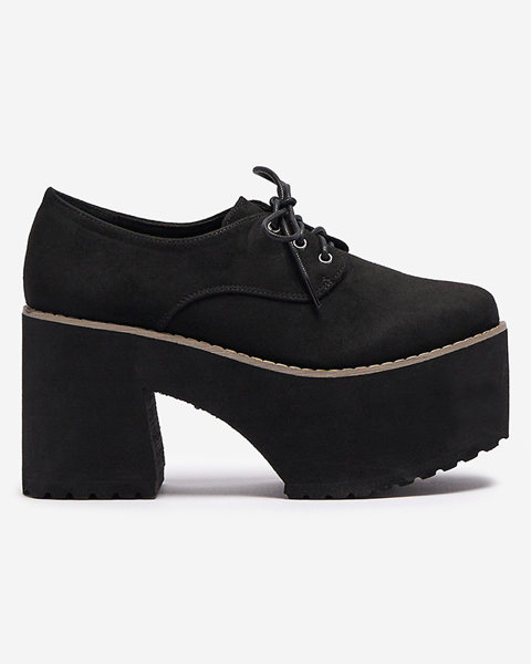 Черные женские полуботинки на шнуровке на сплошной подошве Lobera - Обувь