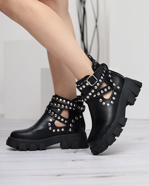 Черные женские сапоги на толстой подошве Alaros- Shoes