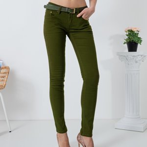 Темно-зеленые женские брюки с ремнем
